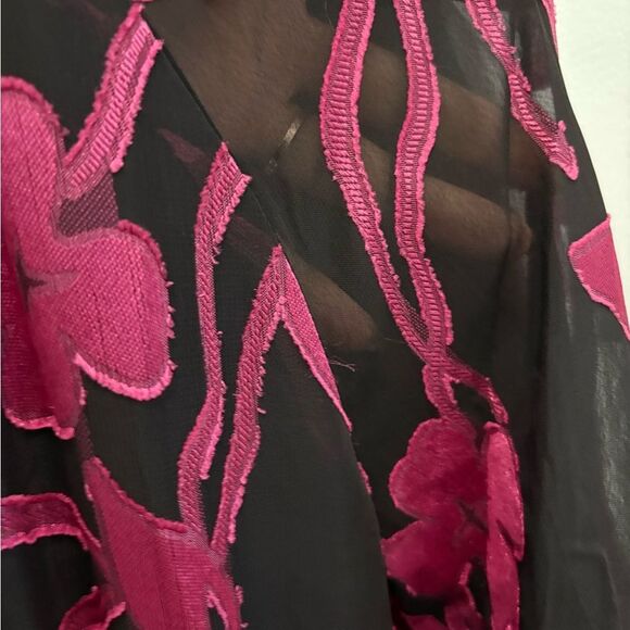 Current Air Black and Pink Floral Long Sleeve Dress - Picture 5 of 5